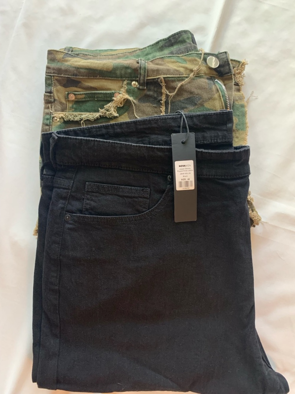 Fashion Nova Men Jeans Straight - Black & Camo
